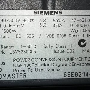 Siemens Micromaster 6SE9214-0DA40 AC Drive