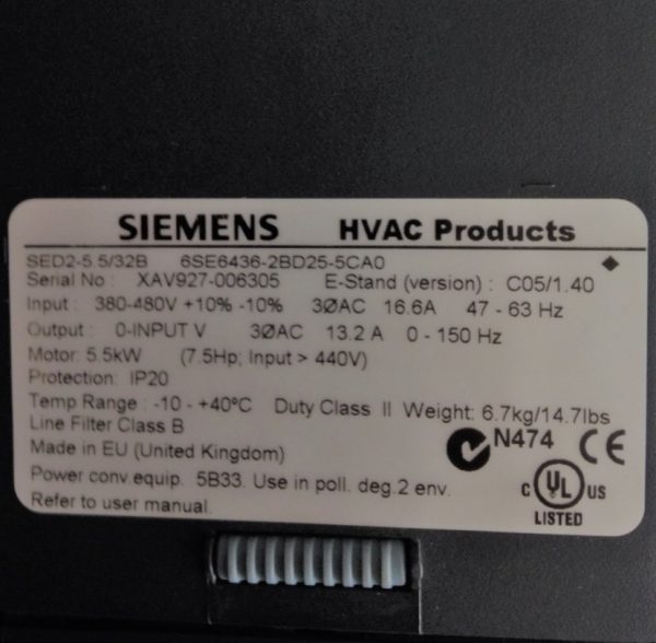 Siemens 6SE6436-2BD25-5CA0 Motor Sürücü