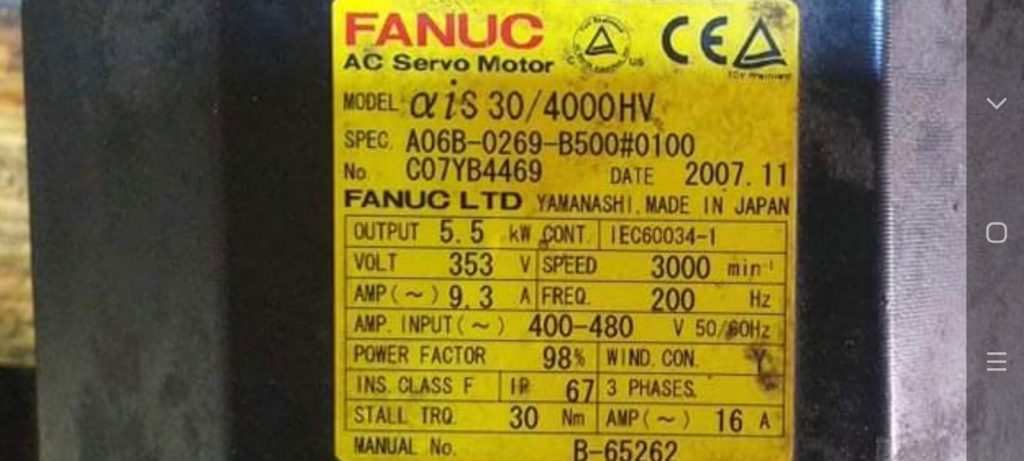 Servo Motor Fanuc A06B-0269-B500#0100